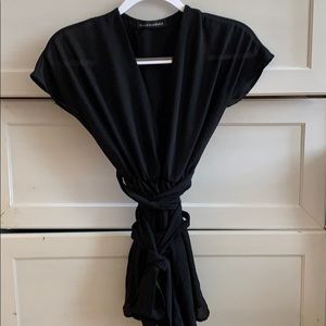 Black Lined-sheer low cut romper Naked Wardrobe